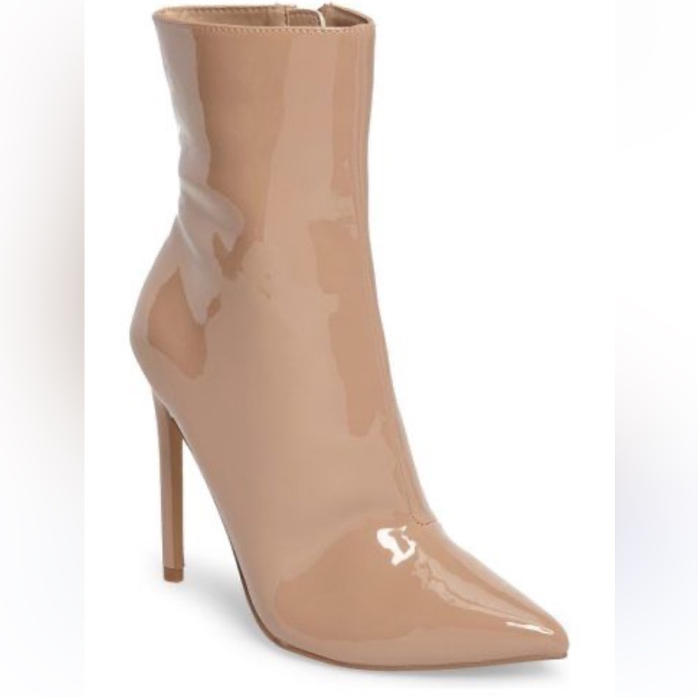 Steve Madden Wagner patent PU blush pointed toe heel stilettos boots Sz 5.5‎